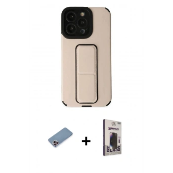 MARSİLYAN™- iPhone 13 Pro Max Kılıf Çekirdek Yansıma - Siyah Bilvis Hayalet Cam Ekran Koruyucu + Shine Kamera Lens Koruma Cam - PE