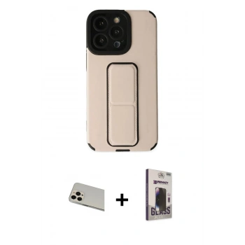 MARSİLYAN™- iPhone 13 Pro Max Kılıf Çekirdek Yansıma - Siyah Bilvis Hayalet Cam Ekran Koruyucu + Rainbow Kamera Lens Koruma Cam - REGD