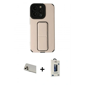 MARSİLYAN™- iPhone 13 Pro Max Kılıf Çekirdek Yansıma - Siyah Bilvis Hayalet Cam Ekran Koruyucu + Rainbow Kamera Lens Koruma Cam - REGD