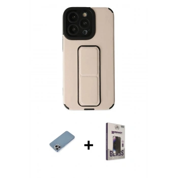 MARSİLYAN™- iPhone 13 Pro Max Kılıf Çekirdek Yansıma - Siyah Bilvis Hayalet Cam Ekran Koruyucu + Shine Kamera Lens Koruma Cam - GI