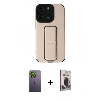 MARSİLYAN™- iPhone 13 Pro Max Kılıf Çekirdek Yansıma - Siyah Bilvis Hayalet Cam Ekran Koruyucu + Neon Fosforlu Kamera Lens - YL