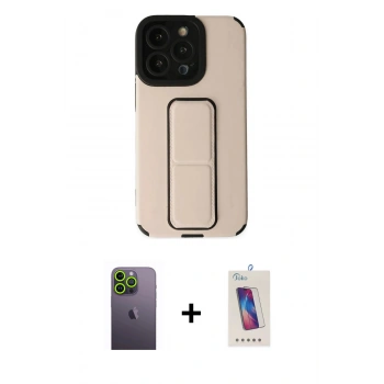 MARSİLYAN™- iPhone 13 Pro Max Kılıf Çekirdek Yansıma - Siyah Joko 5D Cam + Neon Fosforlu Kamera Lens - YL
