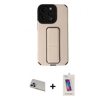 MARSİLYAN™- iPhone 13 Pro Max Kılıf Çekirdek Yansıma - Siyah Joko 5D Cam + Rainbow Kamera Lens Koruma Cam - MR