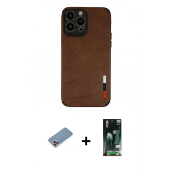 MARSİLYAN™- iPhone 13 Pro Max Kılıf Doruk Asil Koleksiyonu - Şeffaf 360 Full Body Arka Koruyucu + Shine Kamera Lens Koruma Cam - PE