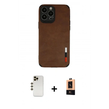 MARSİLYAN™- iPhone 13 Pro Max Kılıf Doruk Asil Koleksiyonu - Şeffaf Maxco Cam Ekran Koruyucu + Shine Kamera Lens - GD