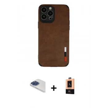 MARSİLYAN™- iPhone 13 Pro Max Kılıf Doruk Asil Koleksiyonu - Şeffaf Maxco Cam Ekran Koruyucu + Pers Alüminyum Kamera Lens - LT
