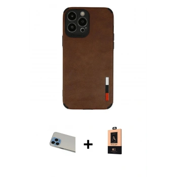 MARSİLYAN™- iPhone 13 Pro Max Kılıf Doruk Asil Koleksiyonu - Şeffaf Maxco Cam Ekran Koruyucu + Rainbow Kamera Lens Koruma Cam - MI