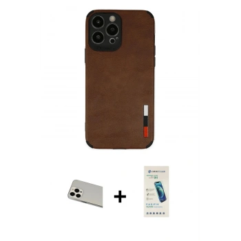 MARSİLYAN™- iPhone 13 Pro Max Kılıf Doruk Asil Koleksiyonu - Şeffaf Pasifik Cam Ekran Koruyucu + Rainbow Kamera Lens Koruma Cam - BZ