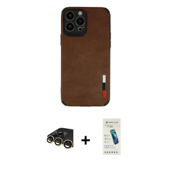 MARSİLYAN™- iPhone 13 Pro Max Kılıf Doruk Asil Koleksiyonu - Şeffaf Pasifik Cam Ekran Koruyucu + Raze Metal Kamera Lens - GD