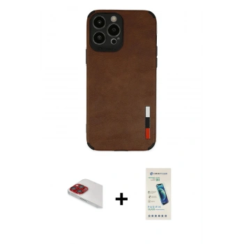 MARSİLYAN™- iPhone 13 Pro Max Kılıf Doruk Asil Koleksiyonu - Şeffaf Pasifik Cam Ekran Koruyucu + Pers Alüminyum Kamera Lens - KI