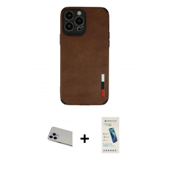 MARSİLYAN™- iPhone 13 Pro Max Kılıf Doruk Asil Koleksiyonu - Şeffaf Pasifik Cam Ekran Koruyucu + Rainbow Kamera Lens Koruma Cam - MR