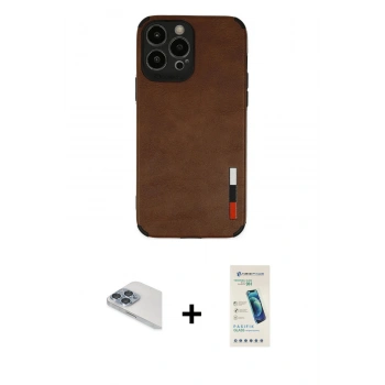 MARSİLYAN™- iPhone 13 Pro Max Kılıf Doruk Asil Koleksiyonu - Şeffaf Pasifik Cam Ekran Koruyucu + Pers Alüminyum Kamera Lens - SABE