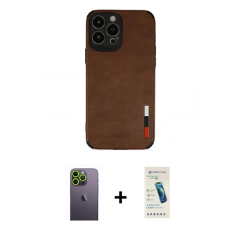 MARSİLYAN™- iPhone 13 Pro Max Kılıf Doruk Asil Koleksiyonu - Şeffaf Pasifik Cam Ekran Koruyucu + Neon Fosforlu Kamera Lens - YL