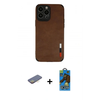 MARSİLYAN™- iPhone 13 Pro Max Kılıf Doruk Asil Koleksiyonu - Siyah 18D Cam Ekran Koruyucu + Renkli Kamera Lens Koruma Cam - SI