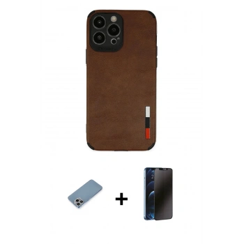 MARSİLYAN™- iPhone 13 Pro Max Kılıf Doruk Asil Koleksiyonu - Siyah 3D Antistatik Hayalet Cam Ekran Koruyucu + Shine Kamera Lens Koruma Cam - GI
