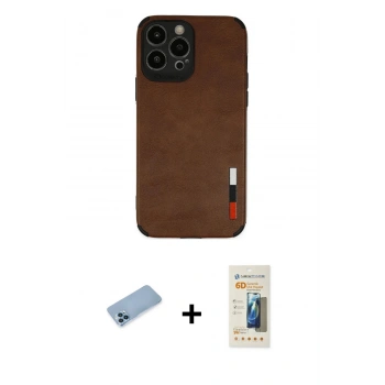 MARSİLYAN™- iPhone 13 Pro Max Kılıf Doruk Asil Koleksiyonu - Siyah 6D Mat Seramik Hayalet Nano Ekran Koruyucu + Shine Kamera Lens Koruma Cam - MI