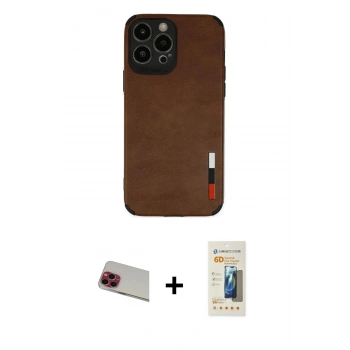 MARSİLYAN™- iPhone 13 Pro Max Kılıf Doruk Asil Koleksiyonu - Siyah 6D Mat Seramik Hayalet Nano Ekran Koruyucu + Rainbow Kamera Lens Koruma Cam - KI