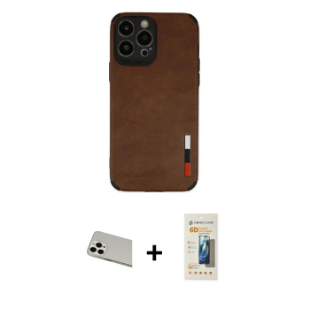 MARSİLYAN™- iPhone 13 Pro Max Kılıf Doruk Asil Koleksiyonu - Siyah 6D Mat Seramik Hayalet Nano Ekran Koruyucu + Rainbow Kamera Lens Koruma Cam - BZ