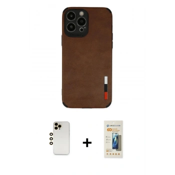 MARSİLYAN™- iPhone 13 Pro Max Kılıf Doruk Asil Koleksiyonu - Siyah 6D Mat Seramik Hayalet Nano Ekran Koruyucu + Shine Kamera Lens - GD
