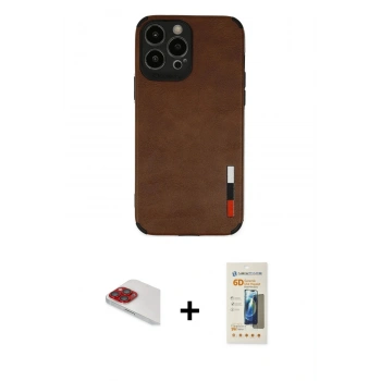 MARSİLYAN™- iPhone 13 Pro Max Kılıf Doruk Asil Koleksiyonu - Siyah 6D Mat Seramik Hayalet Nano Ekran Koruyucu + Pers Alüminyum Kamera Lens - KI