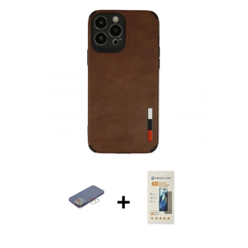 MARSİLYAN™- iPhone 13 Pro Max Kılıf Doruk Asil Koleksiyonu - Siyah 6D Mat Seramik Hayalet Nano Ekran Koruyucu + Renkli Kamera Lens Koruma Cam - MI