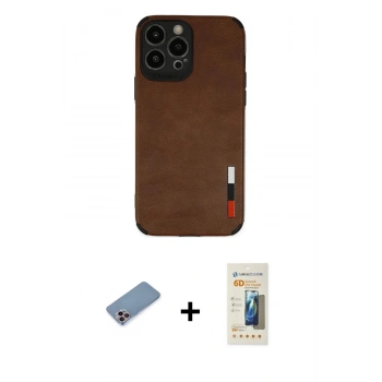 MARSİLYAN™- iPhone 13 Pro Max Kılıf Doruk Asil Koleksiyonu - Siyah 6D Mat Seramik Hayalet Nano Ekran Koruyucu + Shine Kamera Lens Koruma Cam - PE