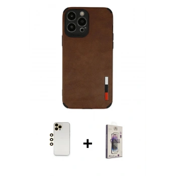 MARSİLYAN™- iPhone 13 Pro Max Kılıf Doruk Asil Koleksiyonu - Siyah Bilvis 3D Cam Ekran Koruyucu + Shine Kamera Lens - GD