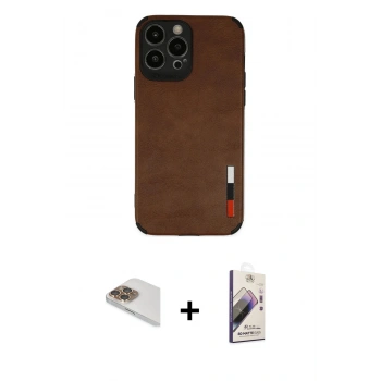 MARSİLYAN™- iPhone 13 Pro Max Kılıf Doruk Asil Koleksiyonu - Siyah Bilvis 3D Mat Cam Ekran Koruyucu + Pers Alüminyum Kamera Lens - GD