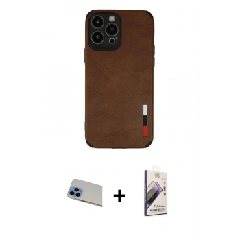 MARSİLYAN™- iPhone 13 Pro Max Kılıf Doruk Asil Koleksiyonu - Siyah Bilvis 3D Mat Cam Ekran Koruyucu + Rainbow Kamera Lens Koruma Cam - MI