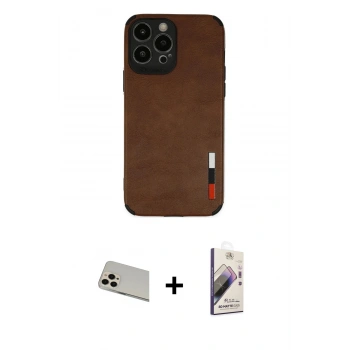 MARSİLYAN™- iPhone 13 Pro Max Kılıf Doruk Asil Koleksiyonu - Siyah Bilvis 3D Mat Cam Ekran Koruyucu + Rainbow Kamera Lens Koruma Cam - REGD