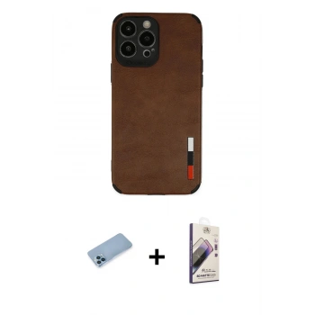MARSİLYAN™- iPhone 13 Pro Max Kılıf Doruk Asil Koleksiyonu - Siyah Bilvis 3D Mat Cam Ekran Koruyucu + Shine Kamera Lens Koruma Cam - MI
