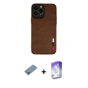 MARSİLYAN™- iPhone 13 Pro Max Kılıf Doruk Asil Koleksiyonu - Siyah Bilvis 5in1 3D Magic Cam Ekran Koruyucu + Shine Kamera Lens Koruma Cam - GI