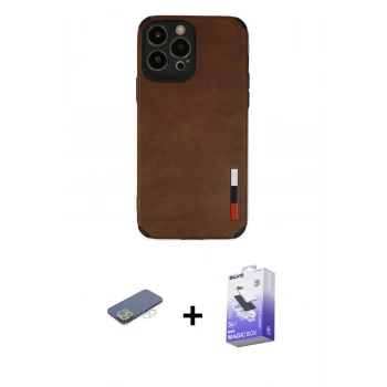 MARSİLYAN™- iPhone 13 Pro Max Kılıf Doruk Asil Koleksiyonu - Siyah Bilvis 5in1 5D Magic Hayalet Cam Ekran Koruyucu + Renkli Kamera Lens Koruma Cam - YL