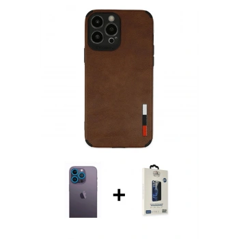 MARSİLYAN™- iPhone 13 Pro Max Kılıf Doruk Asil Koleksiyonu - Siyah Bilvis Hayalet Cam Ekran Koruyucu + Neon Fosforlu Kamera Lens - MI