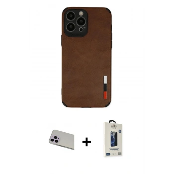 MARSİLYAN™- iPhone 13 Pro Max Kılıf Doruk Asil Koleksiyonu - Siyah Bilvis Hayalet Cam Ekran Koruyucu + Rainbow Kamera Lens Koruma Cam - MR