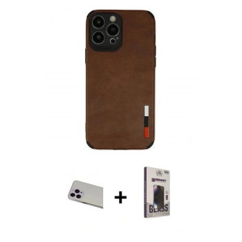 MARSİLYAN™- iPhone 13 Pro Max Kılıf Doruk Asil Koleksiyonu - Siyah Bilvis Hayalet Cam Ekran Koruyucu + Rainbow Kamera Lens Koruma Cam - MR
