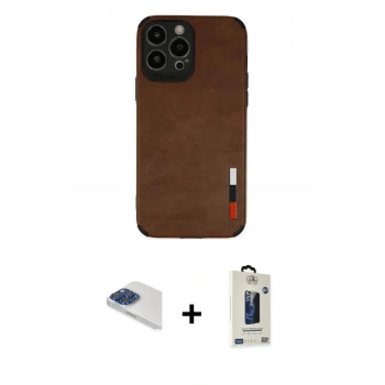 MARSİLYAN™- iPhone 13 Pro Max Kılıf Doruk Asil Koleksiyonu - Siyah Bilvis Hayalet Cam Ekran Koruyucu + Pers Alüminyum Kamera Lens - LT