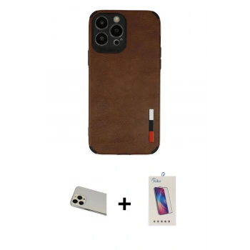 MARSİLYAN™- iPhone 13 Pro Max Kılıf Doruk Asil Koleksiyonu - Siyah Joko 5D Cam + Rainbow Kamera Lens Koruma Cam - REGD