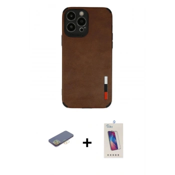 MARSİLYAN™- iPhone 13 Pro Max Kılıf Doruk Asil Koleksiyonu - Siyah Joko 5D Cam + Renkli Kamera Lens Koruma Cam - SI