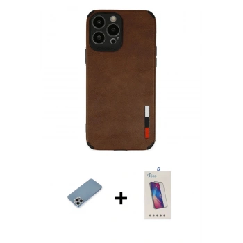 MARSİLYAN™- iPhone 13 Pro Max Kılıf Doruk Asil Koleksiyonu - Siyah Joko 5D Cam + Shine Kamera Lens Koruma Cam - GI