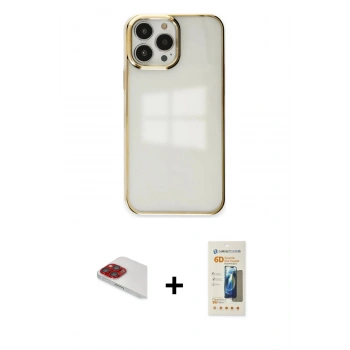 MARSİLYAN™- iPhone 13 Pro Max Kılıf Doruk Doku Prime - Siyah 6D Mat Seramik Hayalet Nano Ekran Koruyucu + Pers Alüminyum Kamera Lens - KI