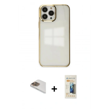 MARSİLYAN™- iPhone 13 Pro Max Kılıf Doruk Doku Prime - Siyah 6D Mat Seramik Hayalet Nano Ekran Koruyucu + Pers Alüminyum Kamera Lens - GD