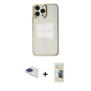 MARSİLYAN™- iPhone 13 Pro Max Kılıf Doruk Doku Prime - Siyah 6D Mat Seramik Hayalet Nano Ekran Koruyucu + Pers Alüminyum Kamera Lens - LT