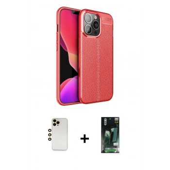 MARSİLYAN™- iPhone 13 Pro Max Kılıf Doruk Klasik Özel Seri - Şeffaf 360 Full Body Arka Koruyucu + Shine Kamera Lens - GD
