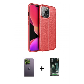 MARSİLYAN™- iPhone 13 Pro Max Kılıf Doruk Klasik Özel Seri - Şeffaf 360 Full Body Arka Koruyucu + Neon Fosforlu Kamera Lens - YL