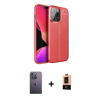 MARSİLYAN™- iPhone 13 Pro Max Kılıf Doruk Klasik Özel Seri - Şeffaf Maxco Cam Ekran Koruyucu + Neon Fosforlu Kamera Lens - BZ