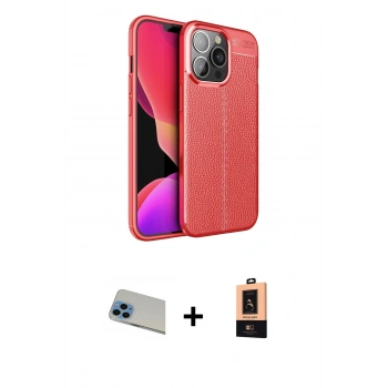 MARSİLYAN™- iPhone 13 Pro Max Kılıf Doruk Klasik Özel Seri - Şeffaf Maxco Cam Ekran Koruyucu + Rainbow Kamera Lens Koruma Cam - MI