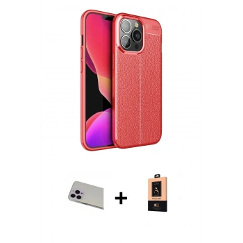 MARSİLYAN™- iPhone 13 Pro Max Kılıf Doruk Klasik Özel Seri - Şeffaf Maxco Cam Ekran Koruyucu + Rainbow Kamera Lens Koruma Cam - MR