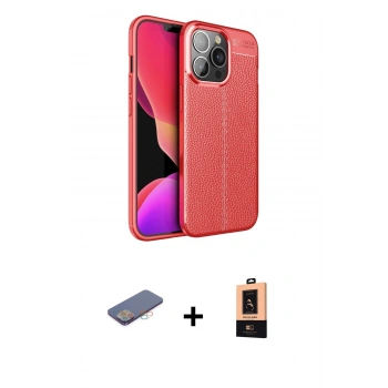 MARSİLYAN™- iPhone 13 Pro Max Kılıf Doruk Klasik Özel Seri - Şeffaf Maxco Cam Ekran Koruyucu + Renkli Kamera Lens Koruma Cam - PE