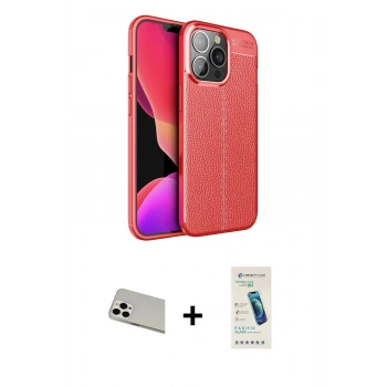 MARSİLYAN™- iPhone 13 Pro Max Kılıf Doruk Klasik Özel Seri - Şeffaf Pasifik Cam Ekran Koruyucu + Rainbow Kamera Lens Koruma Cam - BZ